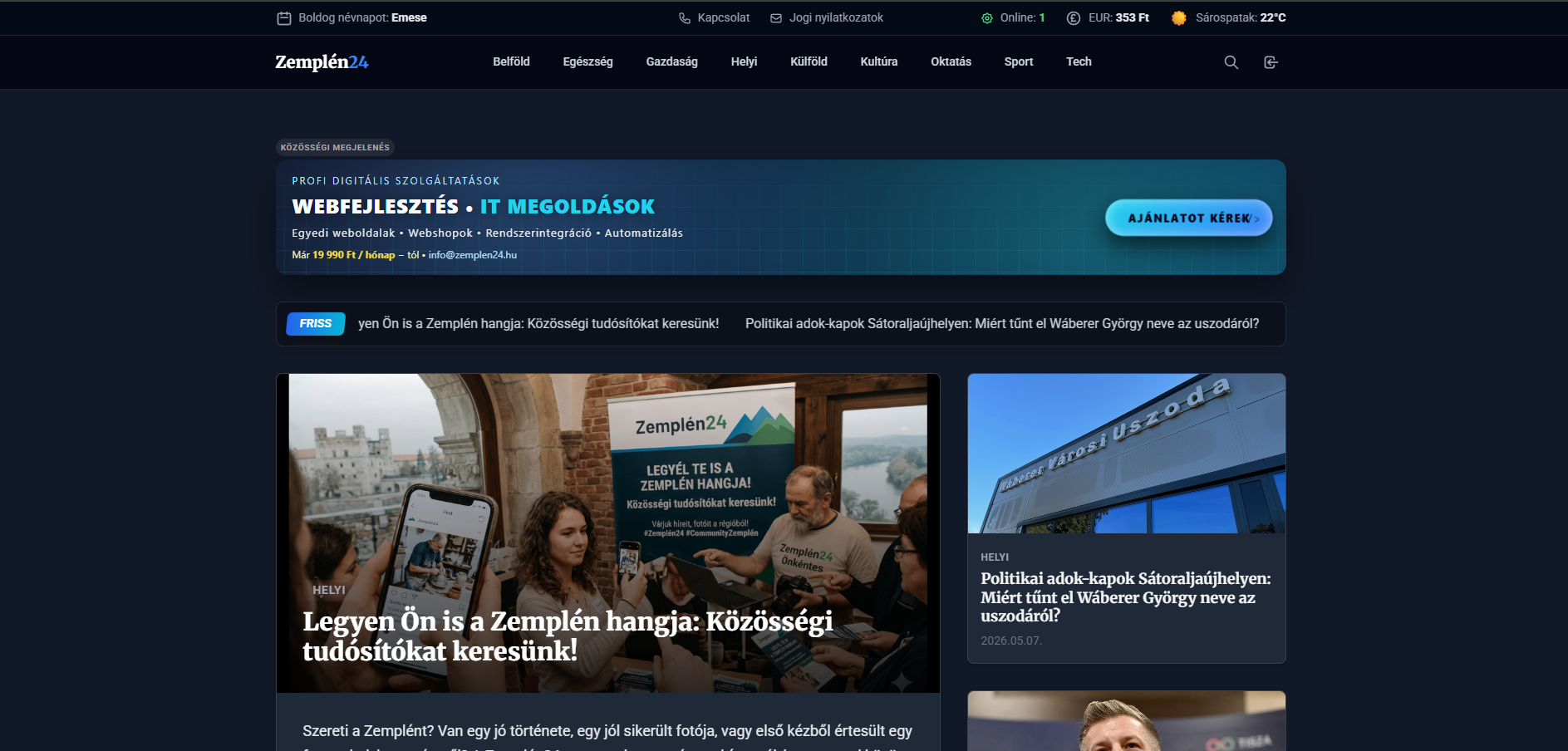 Zemplén24 - Közösségi hírportál a Zemplén régióért
